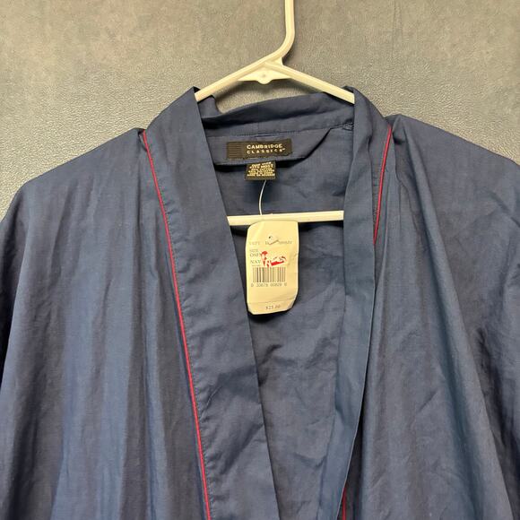 Vintage Cambridge Classics Robe Deadstock Navy Blue Kimono Lounge Missing Belt - Picture 5 of 11